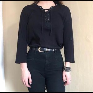 Joan Vass lace-up long sleeve shirt